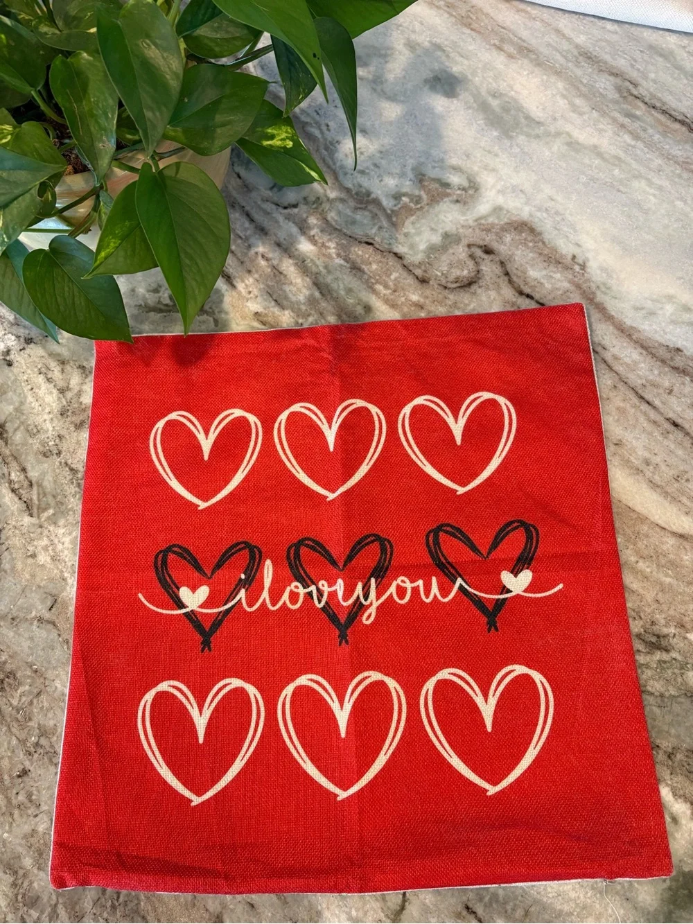 Valentine Heart Decorative Pillow Covers - Red & Cream